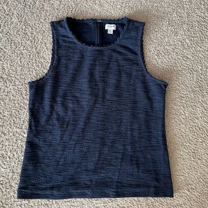 J Crew Textured Tank Top with scallop Trim